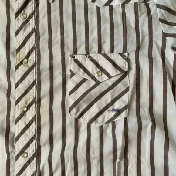 Wrangler work shirt plus size striped snap button long sleeve shirt - Picture 3 of 8